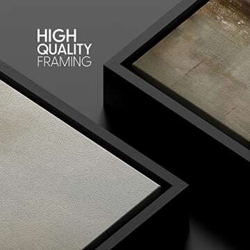 SIGNWIN Framed Canvas Wall Art Dramatic Golden Landscape by The Sea on a Cloudy Day Coastal Ocean Oil Painting Abstract Modern Closeup Relax/Calm for Living Room, Bedroom, Office - 24"x36" Black