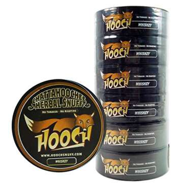(6) Six Chattahoochee Hooch Herbal Snuff Cans 1.2oz/34g - Whiskey - No Tobacco, No Nicotine