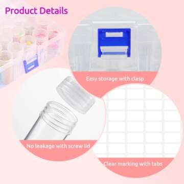 Embroidery Diamond Storage Box, JUSTDOLIFE Storage Boxes for Diamond Painting with 30 Small Beads Diamond Painting Storage Containers with Lid for Jewelry DIY Art Craft Rhinestones Sewing