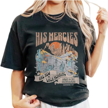 Vintage Christian Tees for Women - Boho Wildflowers & Bible Verse