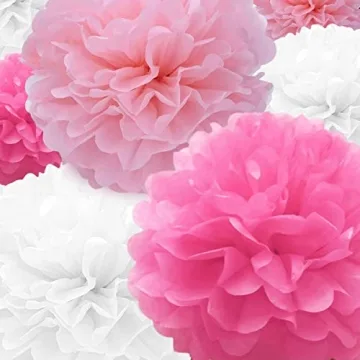 Tissue Paper Pompoms Set of 22 in Elegant Colors
