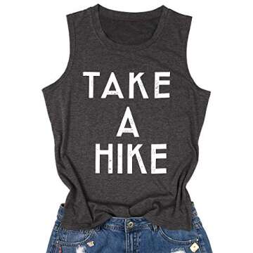 FAYALEQ Take A Hike Tank Top Women Comfortable Summer Shirt
