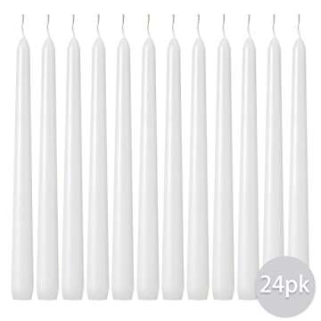 Kedtui Taper Candles 10 inch (H) Dripless, Set of 24 White Unscented and Smokeless Taper Candles Lon...