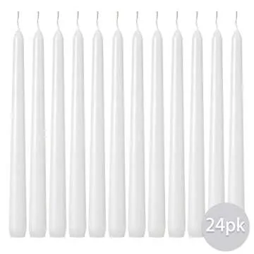 Kedtui Taper Candles 10 inch (H) Dripless, Set of 24 White Unscented and Smokeless Taper Candles Lon...