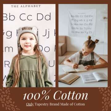 Kiavé ABC learning for toddlers, Luxurious Duck Cotton, Woven Canvas Fabric, ABC Poster for Toddlers Wall/Classic Alphabet Wall Chart for Baby Nursery, Playroom