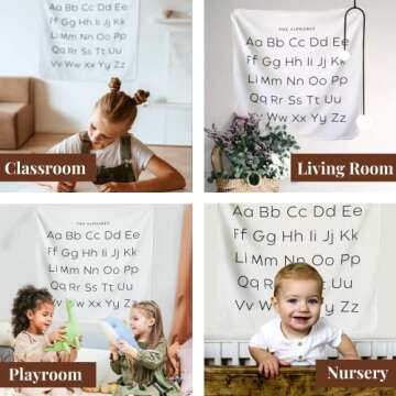Kiavé ABC learning for toddlers, Luxurious Duck Cotton, Woven Canvas Fabric, ABC Poster for Toddlers Wall/Classic Alphabet Wall Chart for Baby Nursery, Playroom
