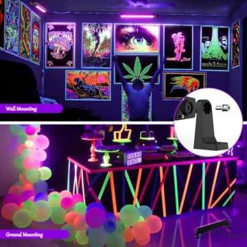 Meloght 42W LED Black Light Bar, 36 LEDs Blacklight Flood Light with Plug and Switch, Light Up 24x24ft Area, Glow Lights for Party, Halloween, Bedroom, Stage Lighting, Fluorescent Poster