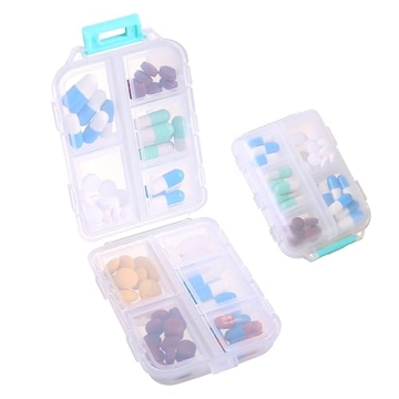 Zuihug 1Pack Travel Pill Organizer - 10 Compartments Pill Case, Compact and Portable Pill Box, Perfe...