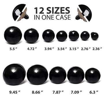 Plastic Safety Eyes for Crochet Animals - 12 Sizes Stuffed Animal Safety Eyes for Crafts Crochet Safety Eyes - 154Pcs Safety Eyes for Dolls Bear Noses Dog Plush Animal Eyes - Plastic Eyes DIY Doll