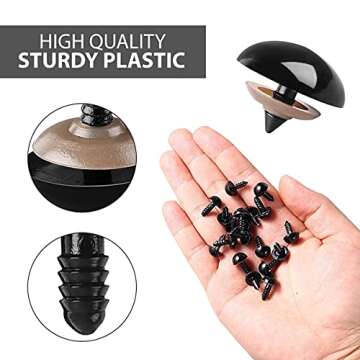 Plastic Safety Eyes for Crochet Animals - 12 Sizes Stuffed Animal Safety Eyes for Crafts Crochet Safety Eyes - 154Pcs Safety Eyes for Dolls Bear Noses Dog Plush Animal Eyes - Plastic Eyes DIY Doll