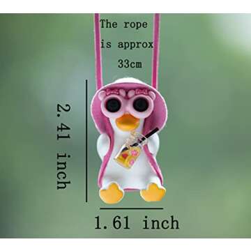 Cute Swinging Duck Car Hanging Ornament Rear View Mirror Hanging Accessories Car Mirror Hanging Accessories Cute Girly Car Accessories for Women Girl Car Pendant Car Charm Car Decor (Pink A)