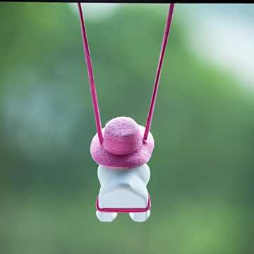 Cute Swinging Duck Car Hanging Ornament Rear View Mirror Hanging Accessories Car Mirror Hanging Accessories Cute Girly Car Accessories for Women Girl Car Pendant Car Charm Car Decor (Pink A)