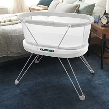 Fisher-Price Baby Bedside Sleeper Luminate Bassinet with Sound Detection plus Customizable Lights Music and Sounds for Newborns 0+ Months