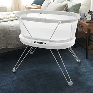 Fisher-Price Baby Bedside Sleeper Luminate Bassinet with Sound Detection plus Customizable Lights Music and Sounds for Newborns 0+ Months