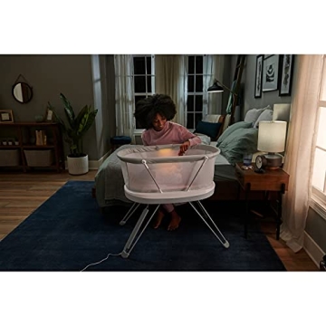 Fisher-Price Baby Bedside Sleeper Luminate Bassinet with Sound Detection plus Customizable Lights Music and Sounds for Newborns 0+ Months