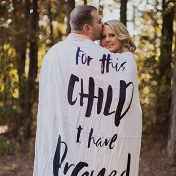 Bamboo Cotton Muslin Swaddle Blanket by Baby Octopi - 1 Samuel 1:27 - for This Child I Have Prayed - Verse Scripture - Breathable - Machine Washable (47?x47?)