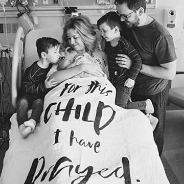 Bamboo Cotton Muslin Swaddle Blanket by Baby Octopi - 1 Samuel 1:27 - for This Child I Have Prayed - Verse Scripture - Breathable - Machine Washable (47?x47?)