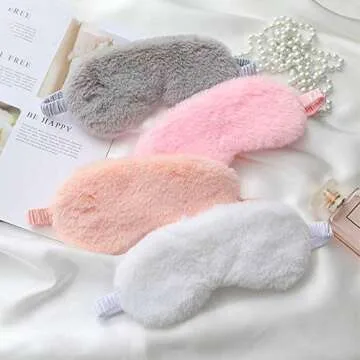 Soft Plush Eye Mask 4-Pack for Comfortable Sleeping