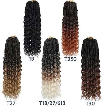 Paraglame Ocean Wave Crochet Hair Curly Braiding Hair Deep Wave Braiding Hair for Bohemian Knotless Braids Water Wave Braiding Hair for Women (24 Inch New Goddess Locs, T1B/350 Curly Faux Locs)