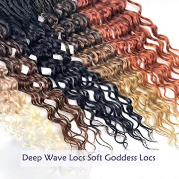 Paraglame Ocean Wave Crochet Hair Curly Braiding Hair Deep Wave Braiding Hair for Bohemian Knotless Braids Water Wave Braiding Hair for Women (24 Inch New Goddess Locs, T1B/350 Curly Faux Locs)
