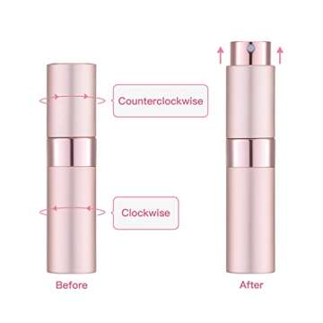 Tekson 5PCS 8ml Travel Perfume Atomizer Refillable, Mini Cologne Spray Bottle Empty, Small Aftershav...
