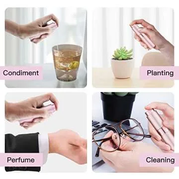 Tekson 5PCS 8ml Travel Perfume Atomizer Refillable, Mini Cologne Spray Bottle Empty, Small Aftershave Sprayer for Liquid Dispenser (Pink)