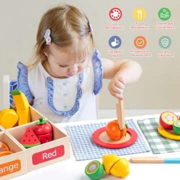 Wooden Play Food Set for Kids – Montessori Cooking Fun
