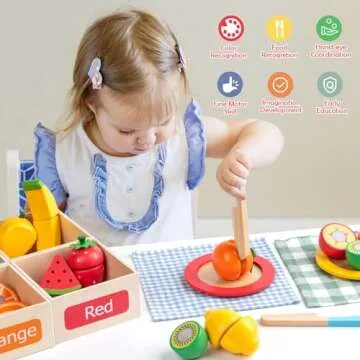 Wooden Play Food Set for Kids – Montessori Cooking Fun