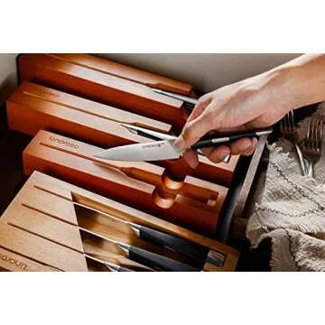 linoroso Paring Knife Fruit Knife Ultra Sharp Small Kitchen Knife- 4.5 inch Precision Forged German High-Carbon Stainless Steel Peeling Knife with Exquisite in-Drawer Knife Block - MAKO Series