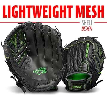 Franklin Sports Fastpitch Softball Glove - Fastpitch Pro - Adult and Youth Softball Mitt - Infield and Outfield - Right Handed Glove - Lime 11" Righty (22433)