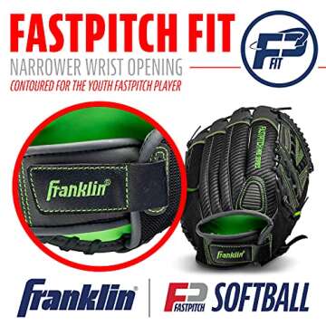 Franklin Sports Fastpitch Softball Glove - Fastpitch Pro - Adult and Youth Softball Mitt - Infield and Outfield - Right Handed Glove - Lime 11" Righty (22433)