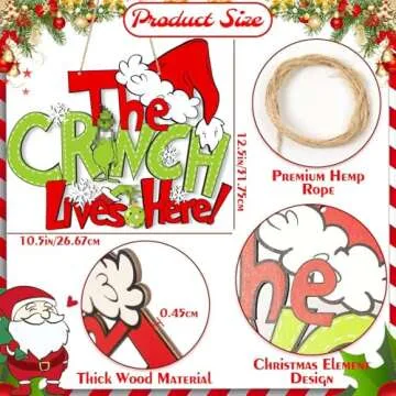 Christmas Decorations Hanging Sign - Christmas Wooden Door Sign Thief Stole Decor for Holiday Xmas D...