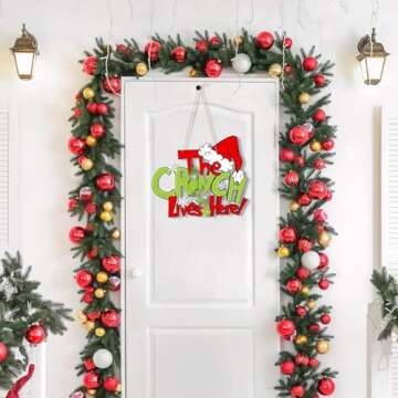 Christmas Decorations Hanging Sign - Christmas Wooden Door Sign Thief Stole Decor for Holiday Xmas Door Wall Tree Decorations Indoor Outdoor