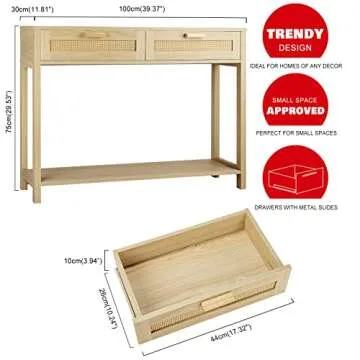 Stylish Graficial Console Table with Storage for Homes