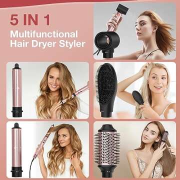 Brightup Air Styler, Professional Hair Dryer Brush with 110,000 RPM High-Speed Negative Ionic Blow Dryer, Auto Wrap Curlers, Multi Hair Styler for Fast Drying Styling Curling Straightening Volumizing