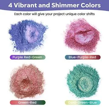 CHEAPART Chameleon Mica Powder 4 Colors Shift Pigment Powder Shimmer Holographic Mica Powder Chrome Epoxy Resin Tumbler Nail Art Polymer Clay Slime Makeup Acrylic Paint