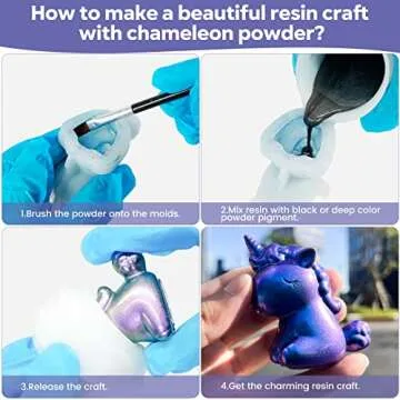 CHEAPART Chameleon Mica Powder 4 Colors Shift Pigment Powder Shimmer Holographic Mica Powder Chrome Epoxy Resin Tumbler Nail Art Polymer Clay Slime Makeup Acrylic Paint