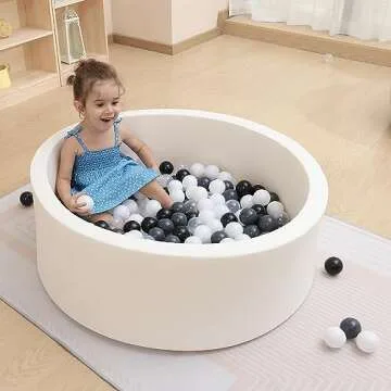 MEOGETY Baby Foam Ball Pit for Toddlers Kids Children, Infant Round Soft Small Ball Pool Pits for Girls and Boys Gifts Indoor Playpen, NOT Included Balls, White Color