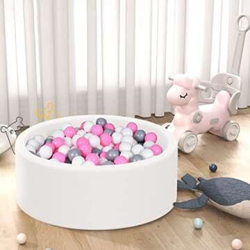MEOGETY Baby Foam Ball Pit for Toddlers Kids Children, Infant Round Soft Small Ball Pool Pits for Girls and Boys Gifts Indoor Playpen, NOT Included Balls, White Color