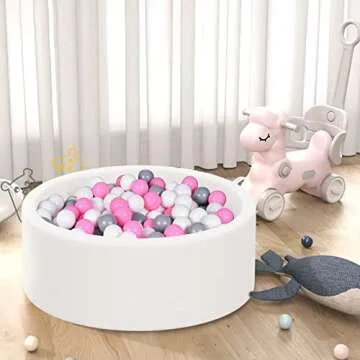 MEOGETY Baby Foam Ball Pit for Toddlers Kids Children, Infant Round Soft Small Ball Pool Pits for Girls and Boys Gifts Indoor Playpen, NOT Included Balls, White Color