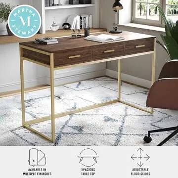 Martha Stewart Ollie Home Office Desk with 3 Drawers