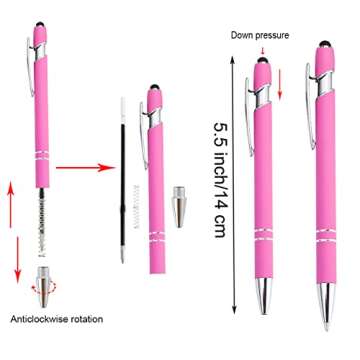 Stylish Pink Ballpoint Pen Set with Stylus Tips