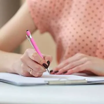 Stylish Pink Ballpoint Pen Set with Stylus Tips