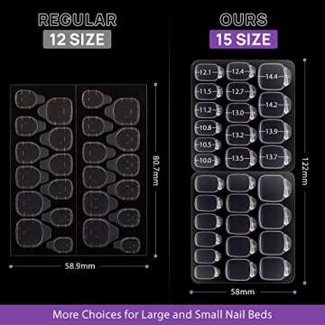 Nail Adhesive Tabs for Press On Nails - BTArtbox 10 Sheets 15 Sizes Ultra Thin & Waterproof Nail Stickers for Fake Nails, 300PCS Double Sided Jelly Nail Sticky Tabs for Manicure