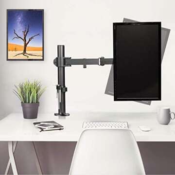 suptek Single Monitor Arm Desk Mount for Most 13" to 32" Monitor Screens up to 22lbs,Fully Adjustabl...