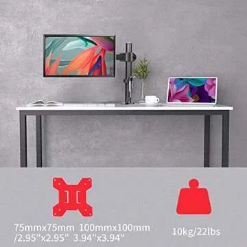 suptek Single Monitor Arm Desk Mount for Most 13" to 32" Monitor Screens up to 22lbs,Fully Adjustable Monitor Stand for 1 / One Screen Extra Tall 15.75 inch Pole,Black (MD9421)