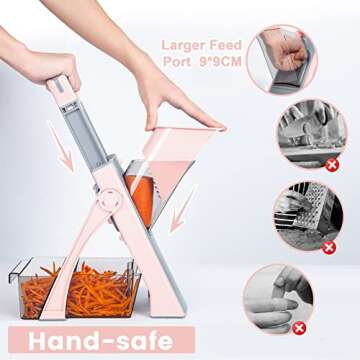 Upgrade Safe Mandoline Slicer Plus for Kitchen, SupMaKin Bigger Port Vegetable Food Potato Chopper, ...