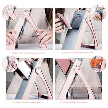 Upgrade Safe Mandoline Slicer Plus for Kitchen, SupMaKin Bigger Port Vegetable Food Potato Chopper, Adjustable Thickness, Julienne & Dicer Salad Making Chopping Artifact (Pink)