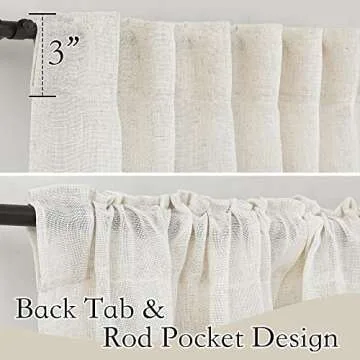 RYB HOME Semi Sheer Curtains - Linen Blend Privacy Curtains Sheer Window Treatment Drapes Farmhouse ...