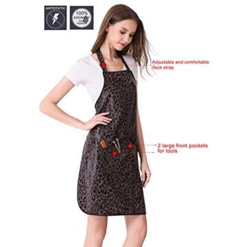 PERFEHAIR Hair Stylist Apron for Salon Hairdresser, Barber Haircut Styling Apron With Pockets-Leopard Print